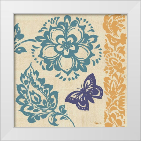 Blue Indigo Butterfly II White Modern Wood Framed Art Print by Studio Nova