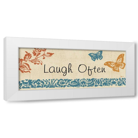 Blue Indigo Sentiment Panel I White Modern Wood Framed Art Print by Studio Nova