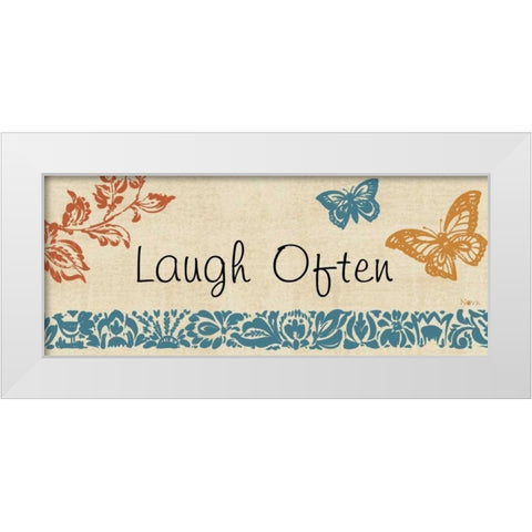 Blue Indigo Sentiment Panel I White Modern Wood Framed Art Print by Studio Nova