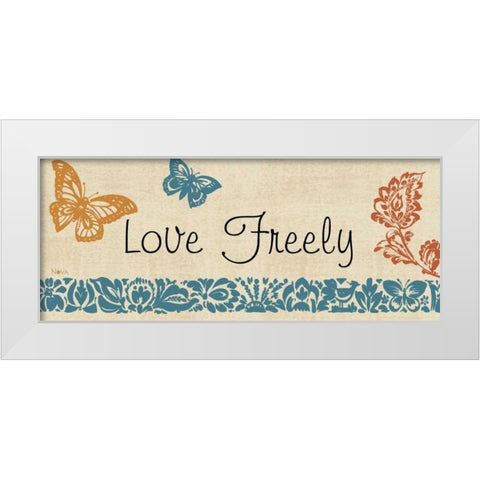 Blue Indigo Sentiment Panel II White Modern Wood Framed Art Print by Studio Nova