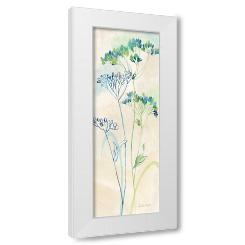 Indigo Wildflowers Panel II White Modern Wood Framed Art Print by Coulter, Cynthia