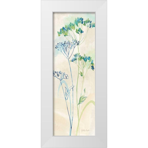 Indigo Wildflowers Panel II White Modern Wood Framed Art Print by Coulter, Cynthia