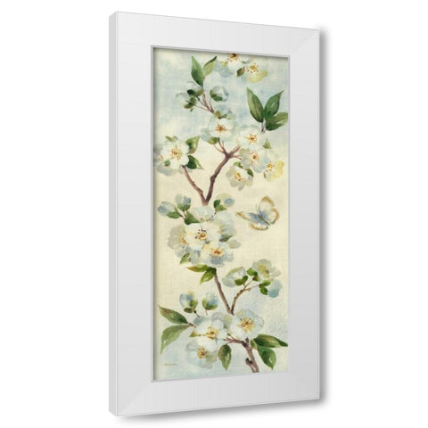 Cherry Bloom Panel I White Modern Wood Framed Art Print by Gladding, Pamela