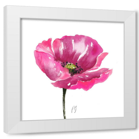 Poppies Tempo I White Modern Wood Framed Art Print by Gladding, Pamela