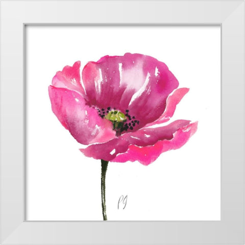 Poppies Tempo I White Modern Wood Framed Art Print by Gladding, Pamela