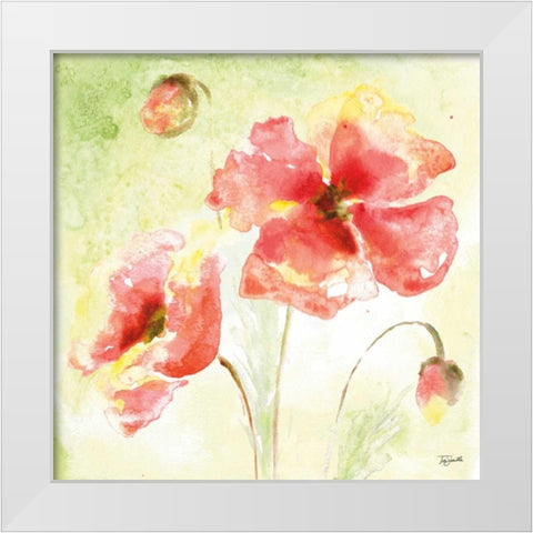 Pale Pink Poppies I White Modern Wood Framed Art Print by Tre Sorelle Studios