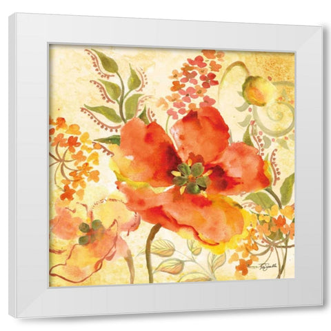 Bohemian Poppies I White Modern Wood Framed Art Print by Tre Sorelle Studios