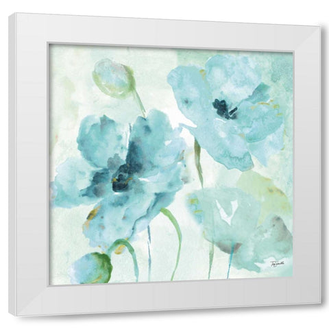 Watercolor Garden Blue II White Modern Wood Framed Art Print by Tre Sorelle Studios