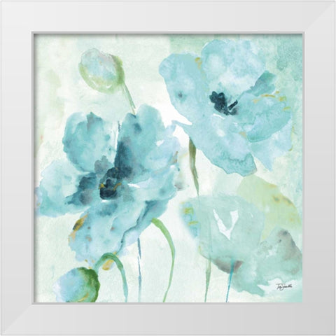Watercolor Garden Blue II White Modern Wood Framed Art Print by Tre Sorelle Studios