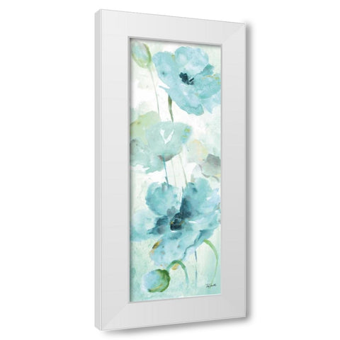 Watercolor Garden Blue Panel II White Modern Wood Framed Art Print by Tre Sorelle Studios