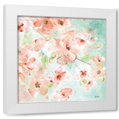 Watercolor Blossoms I White Modern Wood Framed Art Print by Tre Sorelle Studios