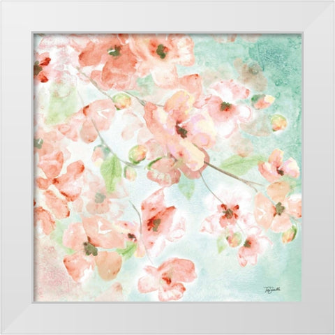 Watercolor Blossoms I White Modern Wood Framed Art Print by Tre Sorelle Studios