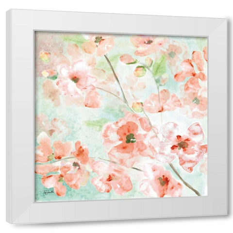 Watercolor Blossoms II White Modern Wood Framed Art Print by Tre Sorelle Studios