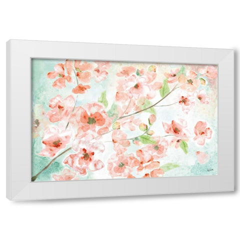 Watercolor Blossoms Landscape White Modern Wood Framed Art Print by Tre Sorelle Studios