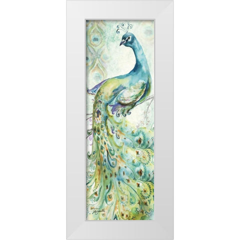 Bohemian Peacocks Panel I White Modern Wood Framed Art Print by Tre Sorelle Studios