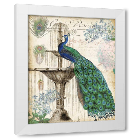 Vintage Peacocks II White Modern Wood Framed Art Print by Tre Sorelle Studios