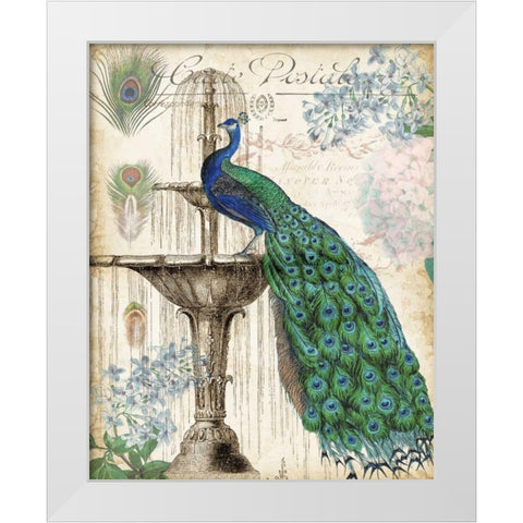 Vintage Peacocks II White Modern Wood Framed Art Print by Tre Sorelle Studios