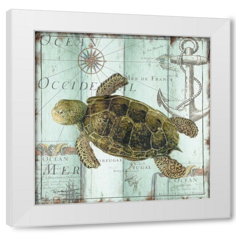 Antique La Mer IV White Modern Wood Framed Art Print by Tre Sorelle Studios