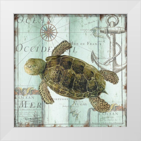 Antique La Mer IV White Modern Wood Framed Art Print by Tre Sorelle Studios