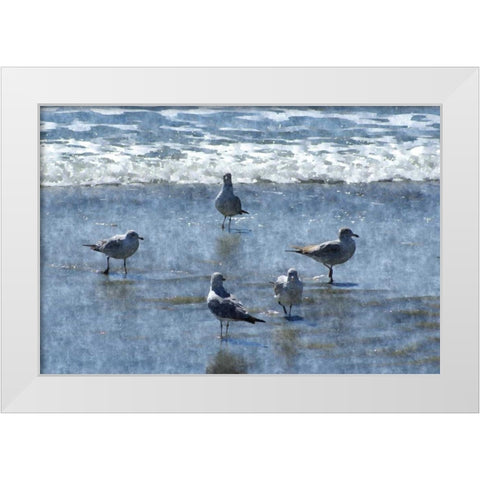 Beachgoers White Modern Wood Framed Art Print by Romita, Denise