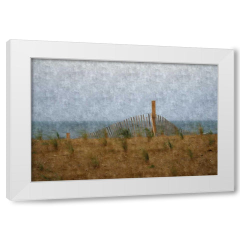 Sandy Beach White Modern Wood Framed Art Print by Romita, Denise