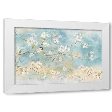 Dogwood Chickadee White Modern Wood Framed Art Print by Coulter, Cynthia