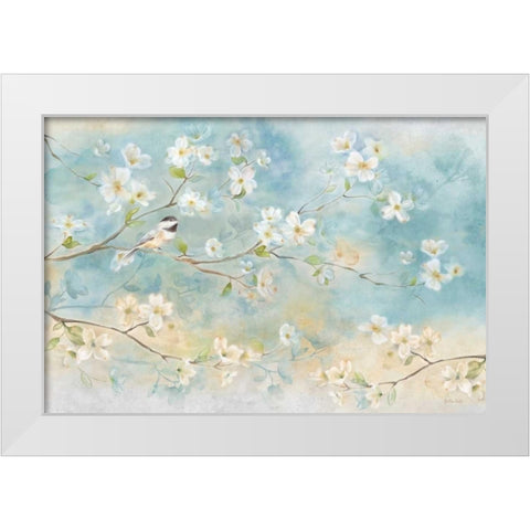 Dogwood Chickadee White Modern Wood Framed Art Print by Coulter, Cynthia
