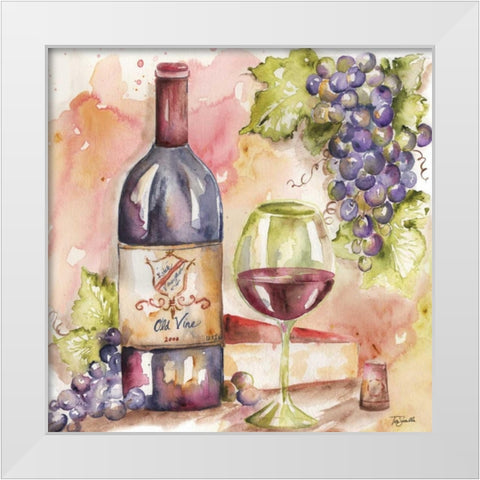 Watercolor Wine I White Modern Wood Framed Art Print by Tre Sorelle Studios