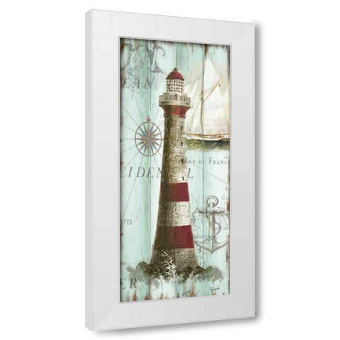 Antique La Mer Lighthouse Panel I White Modern Wood Framed Art Print by Tre Sorelle Studios
