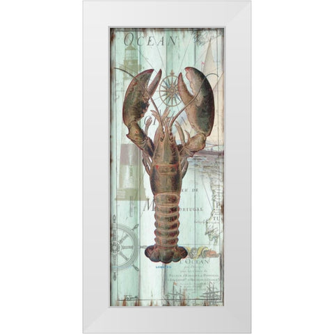 Antique La Mer Sea Creature Panel I White Modern Wood Framed Art Print by Tre Sorelle Studios