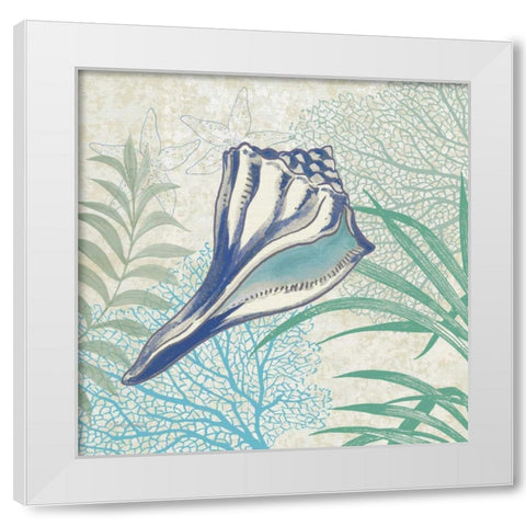 Oceana Indigo Shells II White Modern Wood Framed Art Print by Gladding, Pamela