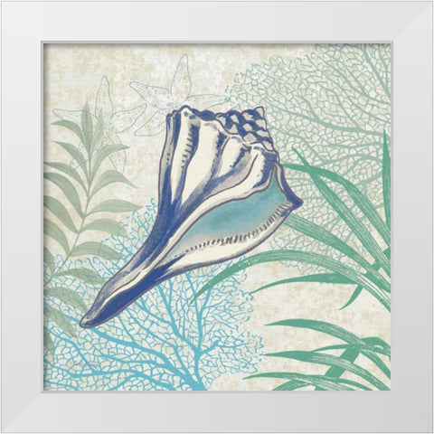 Oceana Indigo Shells II White Modern Wood Framed Art Print by Gladding, Pamela