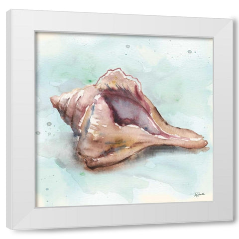 Watercolor Shells III White Modern Wood Framed Art Print by Tre Sorelle Studios