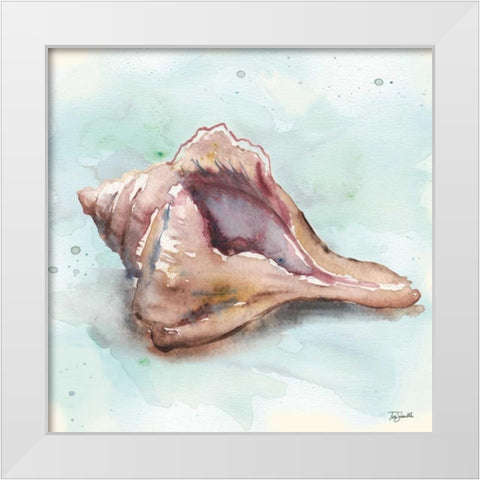 Watercolor Shells III White Modern Wood Framed Art Print by Tre Sorelle Studios