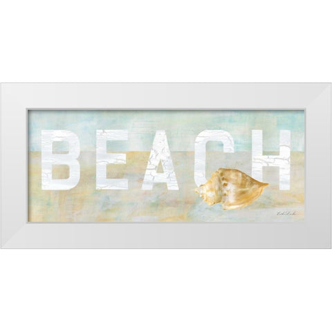 Rustic Beach Sign I White Modern Wood Framed Art Print by Dundon, Caitlin