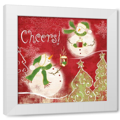 Bright Snowmen I White Modern Wood Framed Art Print by Lyon, Rebecca
