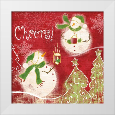 Bright Snowmen I White Modern Wood Framed Art Print by Lyon, Rebecca