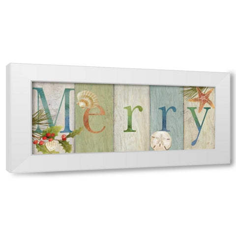 Merry Coastal Sign I White Modern Wood Framed Art Print by Coulter, Cynthia