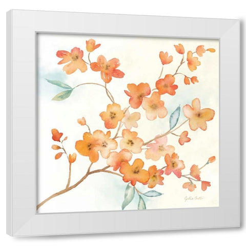 Coral Blossom Branches I White Modern Wood Framed Art Print by Coulter, Cynthia