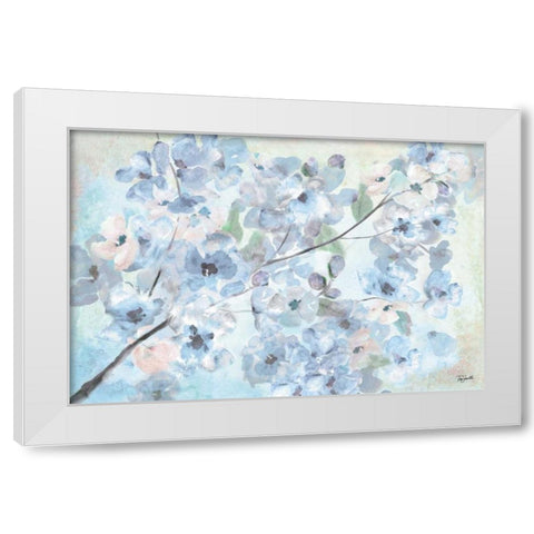 Watercolor Blue Blossoms Landscape White Modern Wood Framed Art Print by Tre Sorelle Studios