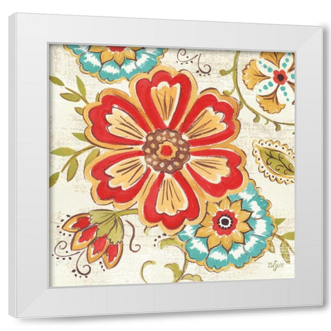 Boho Florals I White Modern Wood Framed Art Print by Lyon, Rebecca