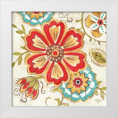 Boho Florals I White Modern Wood Framed Art Print by Lyon, Rebecca