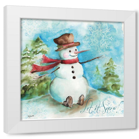 Watercolor Snowmen I White Modern Wood Framed Art Print by Tre Sorelle Studios