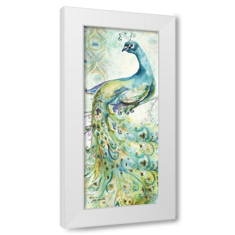 Bohemian Peacocks Panel I White Modern Wood Framed Art Print by Tre Sorelle Studios