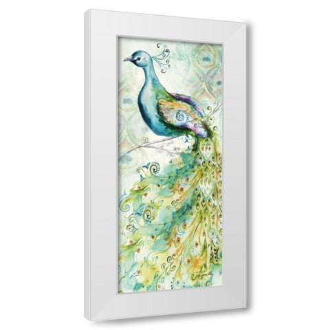 Bohemian Peacocks Panel II White Modern Wood Framed Art Print by Tre Sorelle Studios