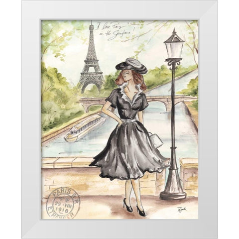 Springtime Paris Fashion I White Modern Wood Framed Art Print by Tre Sorelle Studios