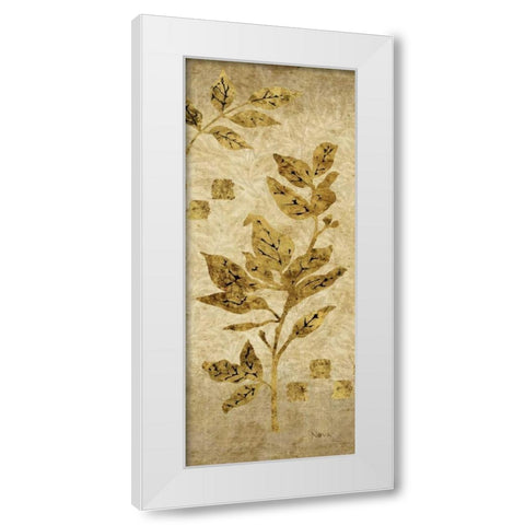 Gold Leaf Branches Panel I White Modern Wood Framed Art Print by Nova, Studio