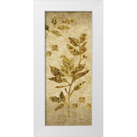 Gold Leaf Branches Panel I White Modern Wood Framed Art Print by Nova, Studio