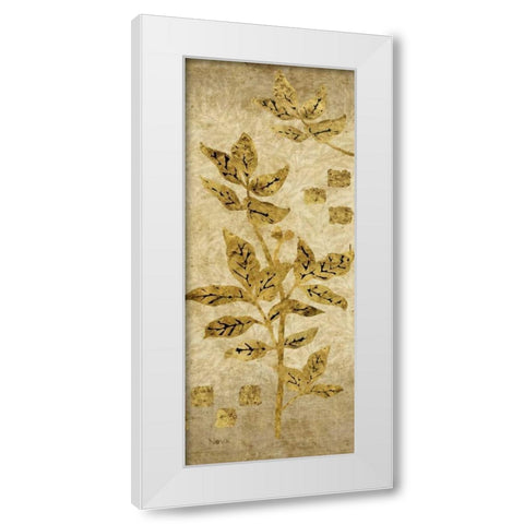 Gold Leaf Branches Panel II White Modern Wood Framed Art Print by Nova, Studio