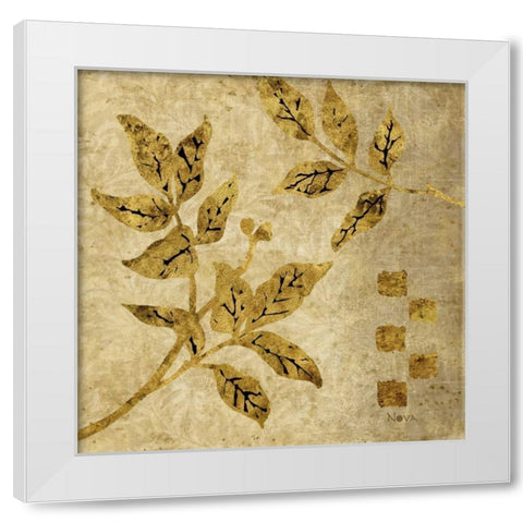 Gold Leaf Branches I White Modern Wood Framed Art Print by Nova, Studio